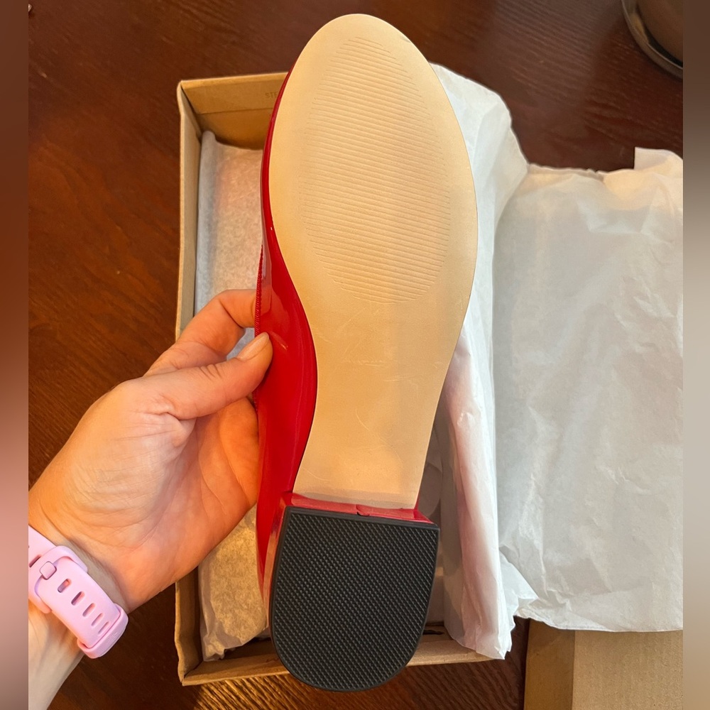 Steve Madden Womens Cherish Red Bow Slip On Block Heel Pumps Shoes New in Box - Picture 5 of 7